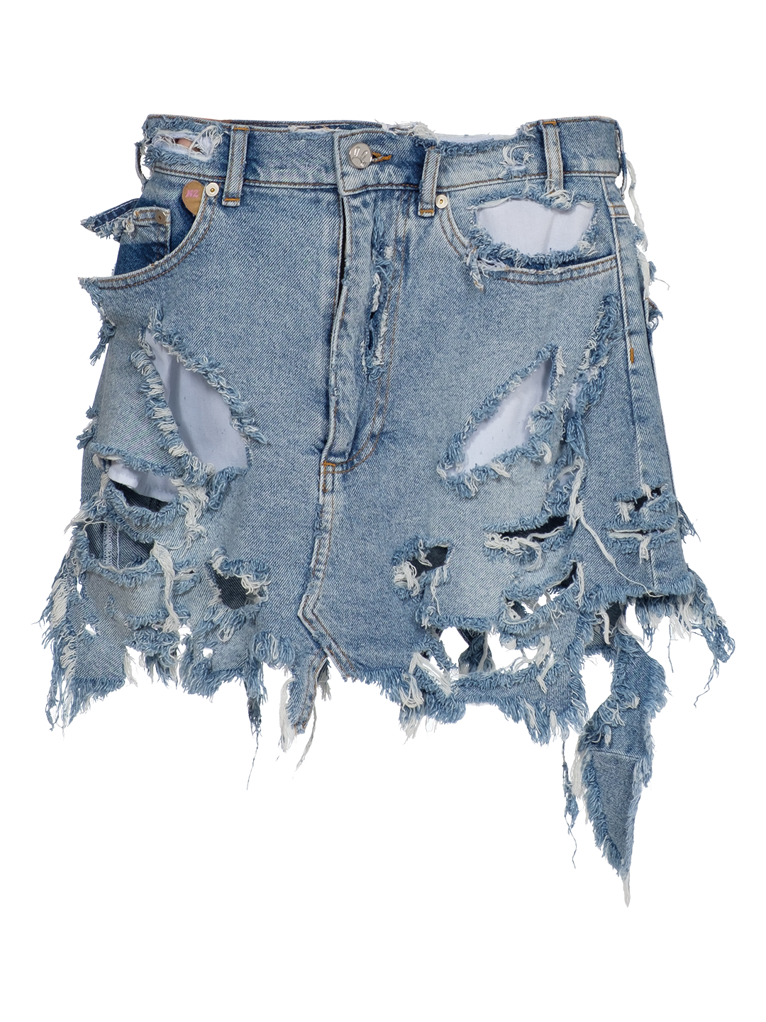 Destroyed Denim Skirt - Xxs / Light Wash