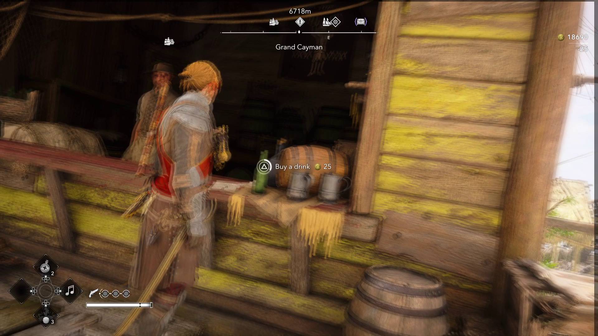 Assassin's Creed Black Flag Resynced Edward buying a drink from a tavern while already very drunk
