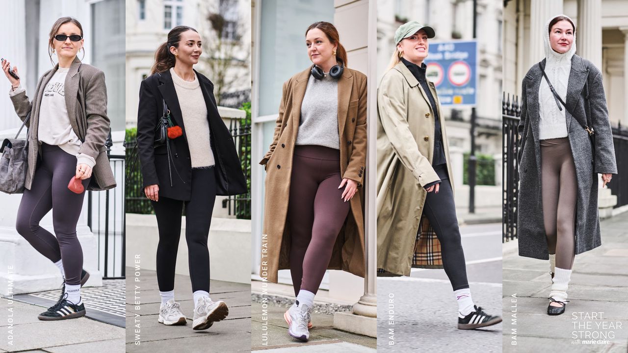 From left to right: MC UK staffers Ally Head, Mischa Anouk-Smith, Sophie Cookson, Jadie Troy-Pryde and Dionne Brighton testing the best gym leggings in this round up