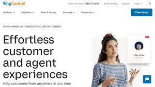 RingCentral Contact Center website screenshot