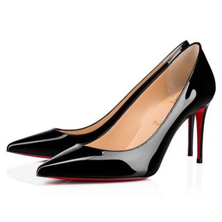 black patent Christian Louboutin 85mm heel shoe in patent leather