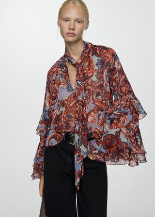 Bluse mit Spitzen-Paisley-Print