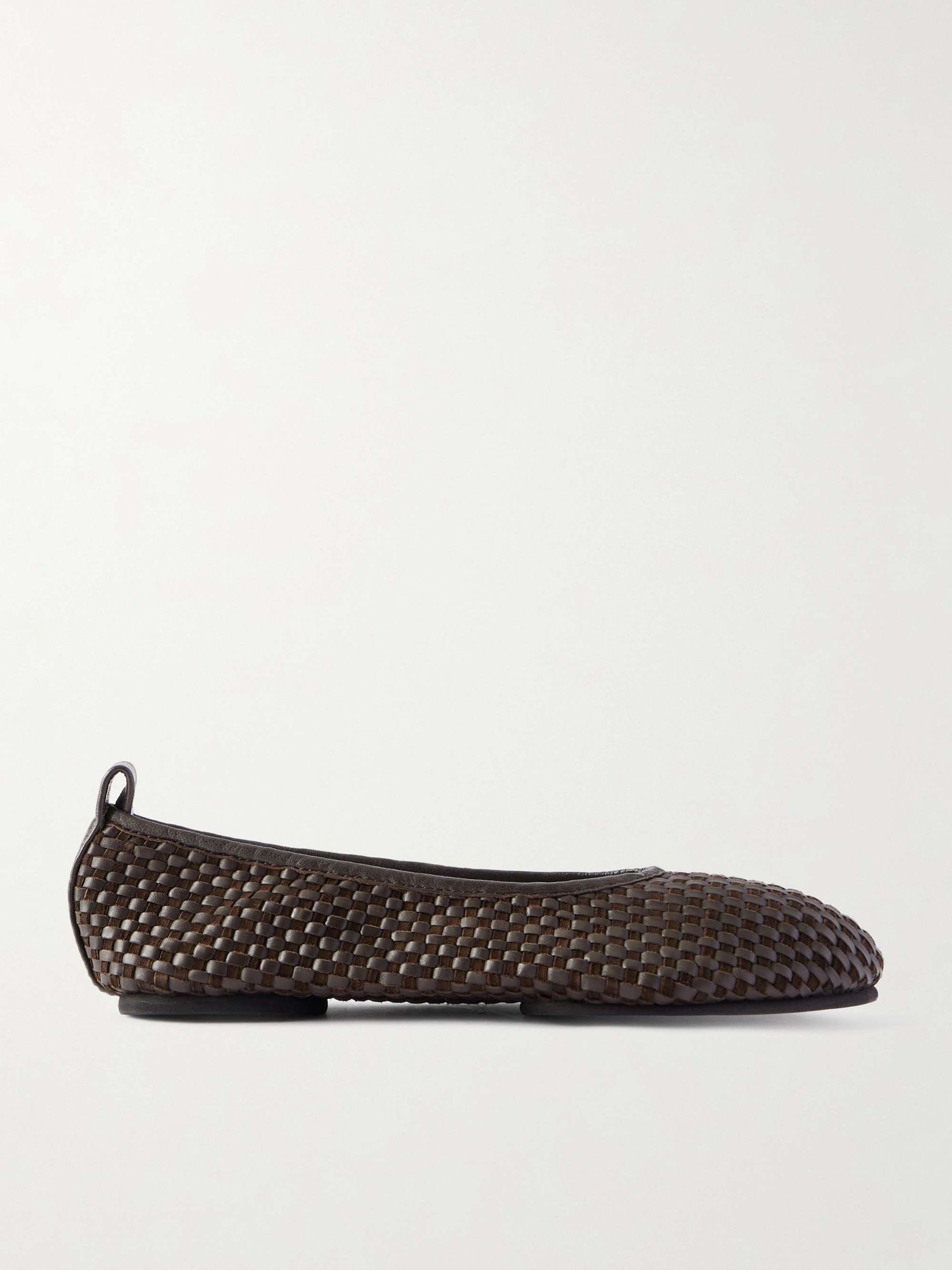 Lattice Woven Leather and Suede Ballet Flats