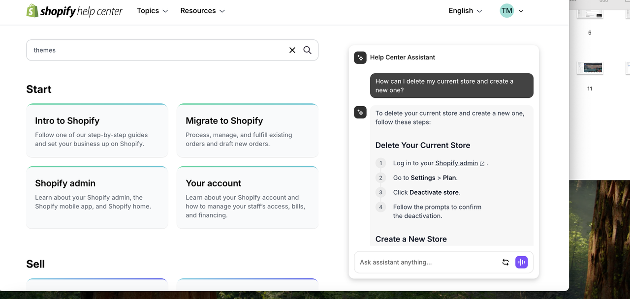 Screenshot of Shopify interface