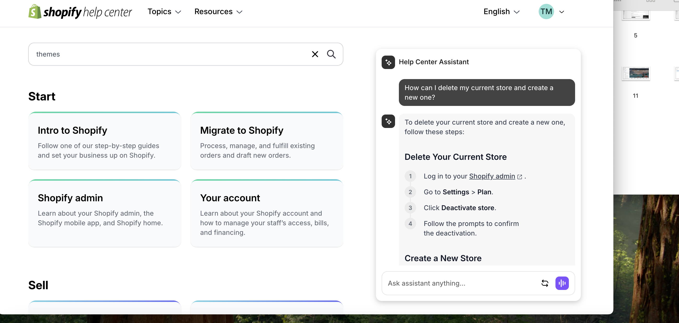Screenshot of Shopify interface