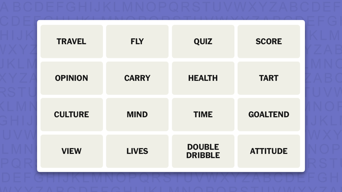 NYT Connections answers for game 1133 on a purple background