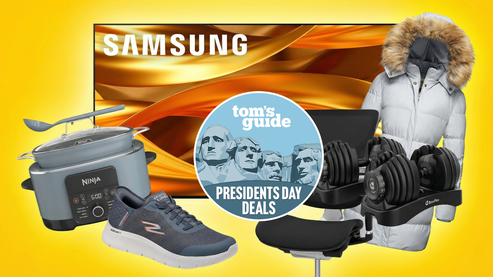 Collage of items on sale for Presidents Day