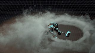 Robot man surrounded by smoke in Houdini