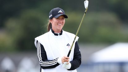 Linn Grant aims an iron shot ahead of the AIG Women&#039;s Open