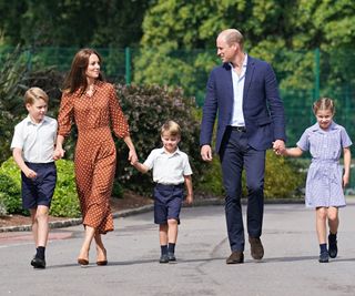 Kate Middleton and Prince William walk their children to their first day at their new school