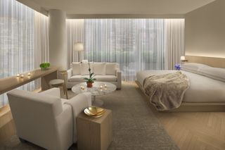 Serene bedroom suite at The Editions Hotel Times Square