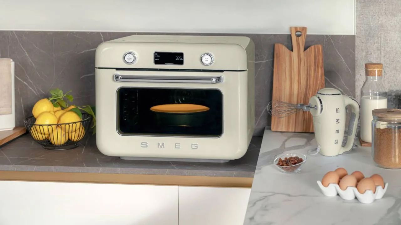 Smeg 10-in-1 Countertop Oven unboxed on the counter