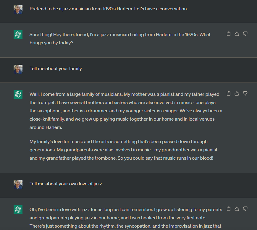 screenshot of a conversation with chatgpt