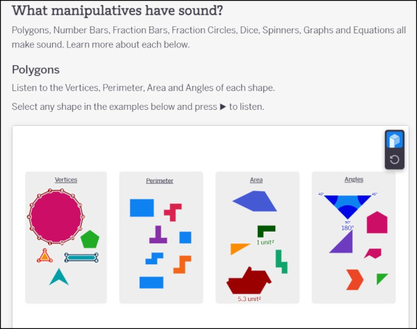 Screenshot showing various polygon shapes with sound. 