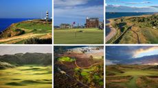Six golf courses in a montage image