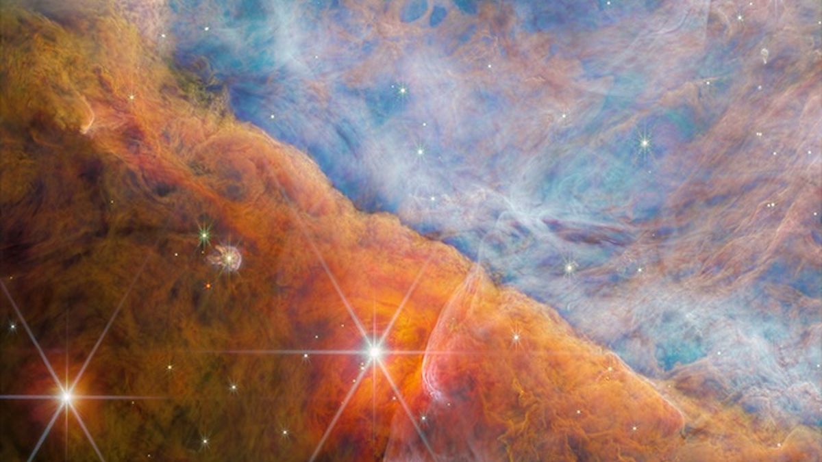 A colorized image of a nebula