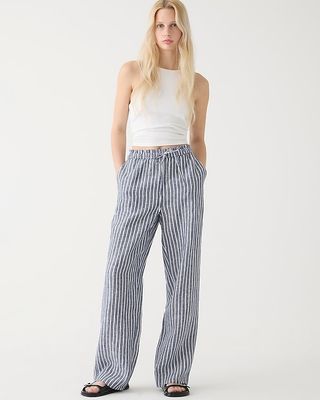Soleil Pant in Striped Linen