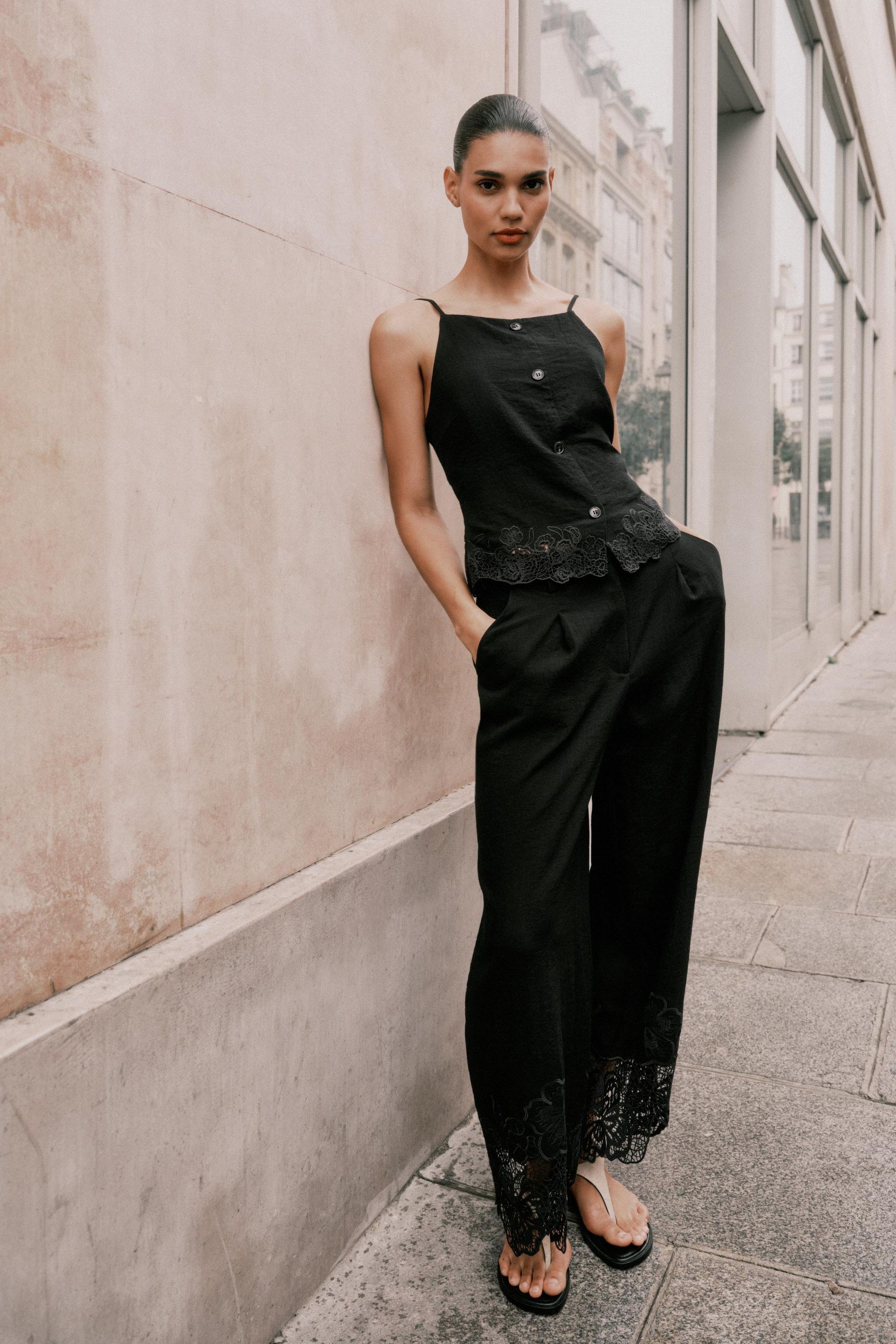Open Back Embroidered Top