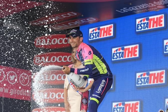 Diego Ulissi (Lampre-Merida) celebrates his second stage win in the 2014 Giro d'Italia