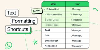 The list of text formatting options available in WhatsApp.