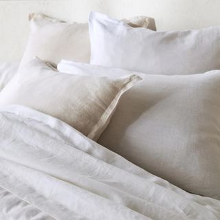 La Redoute Linot Plain 100% Washed Linen Duvet Cover in White
