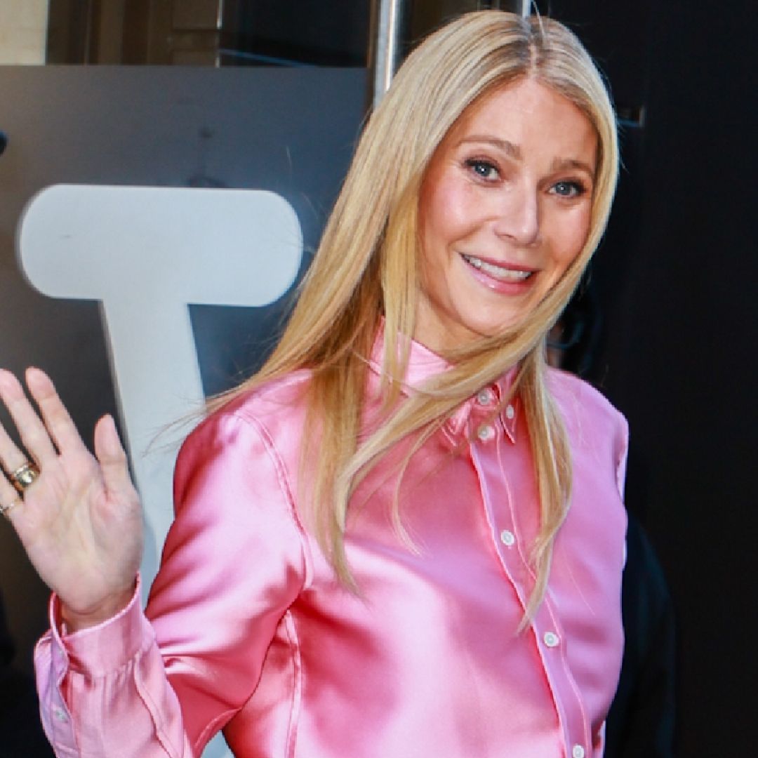 Gwyneth Paltrow wore a pink Calvin Klein button-down and matching pants in NYC