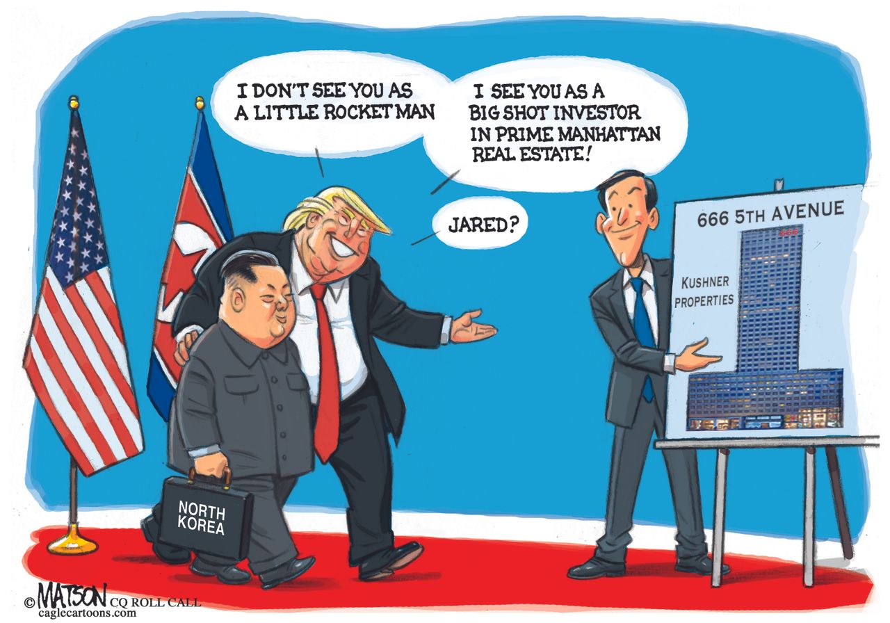 Political cartoon U.S. Trump Kim Jong-Un North Korea negotiations Jared Kushner