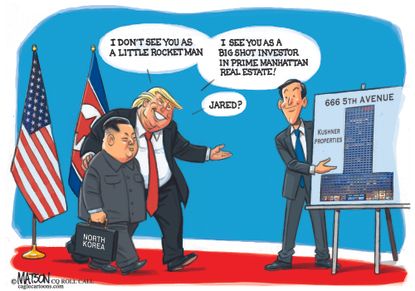Political cartoon U.S. Trump Kim Jong-Un North Korea negotiations Jared Kushner