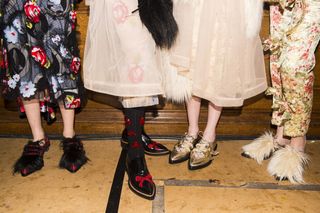 Footwear at the Simone Rocha A/W 2018 backstage London show