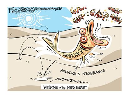 Editorial cartoon world Middle East
