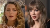 From left to right: Blake Lively in Another Simple Favor and Taylor Swift in The End of an Era. 