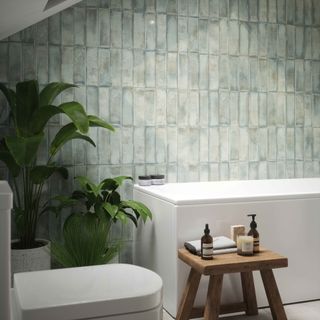 B&Q Maya Grey Gloss Structured Plain Ceramic Wall Tile Pack of 54