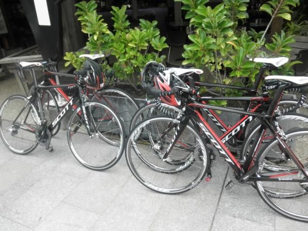 These training bikes have a black and red colour scheme
