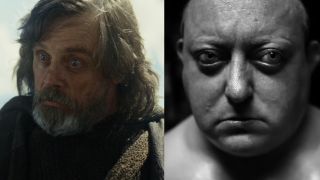 Mark Hamill in The Last Jedi and Laurence R. Harvey in The Human Centipede 2 side by side 