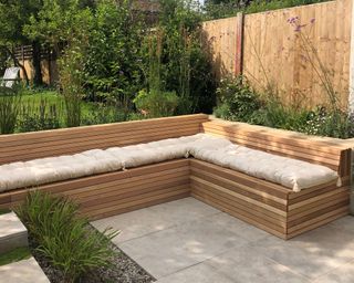 built in wooden seating