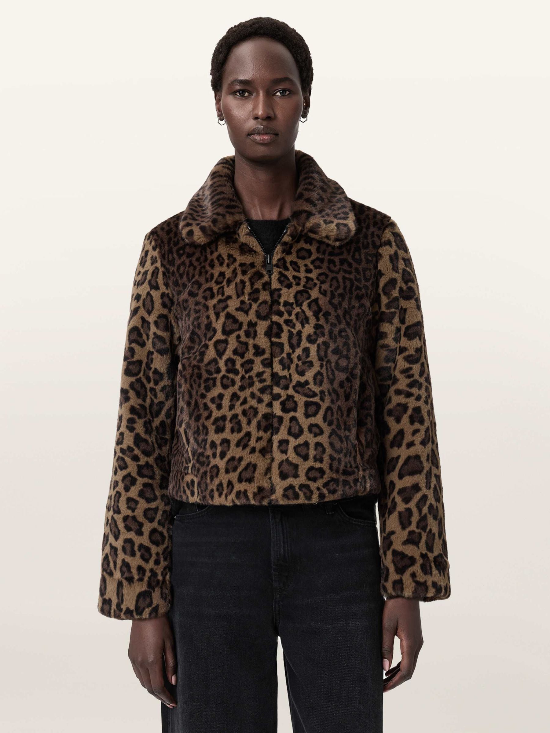 Allsaints Brown Saye Faux Fur Coat