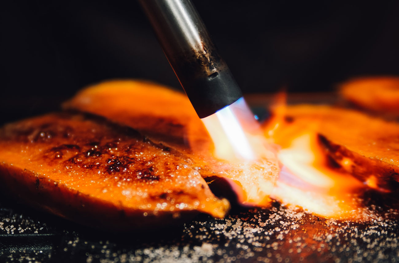 Flame-griiled vegetables