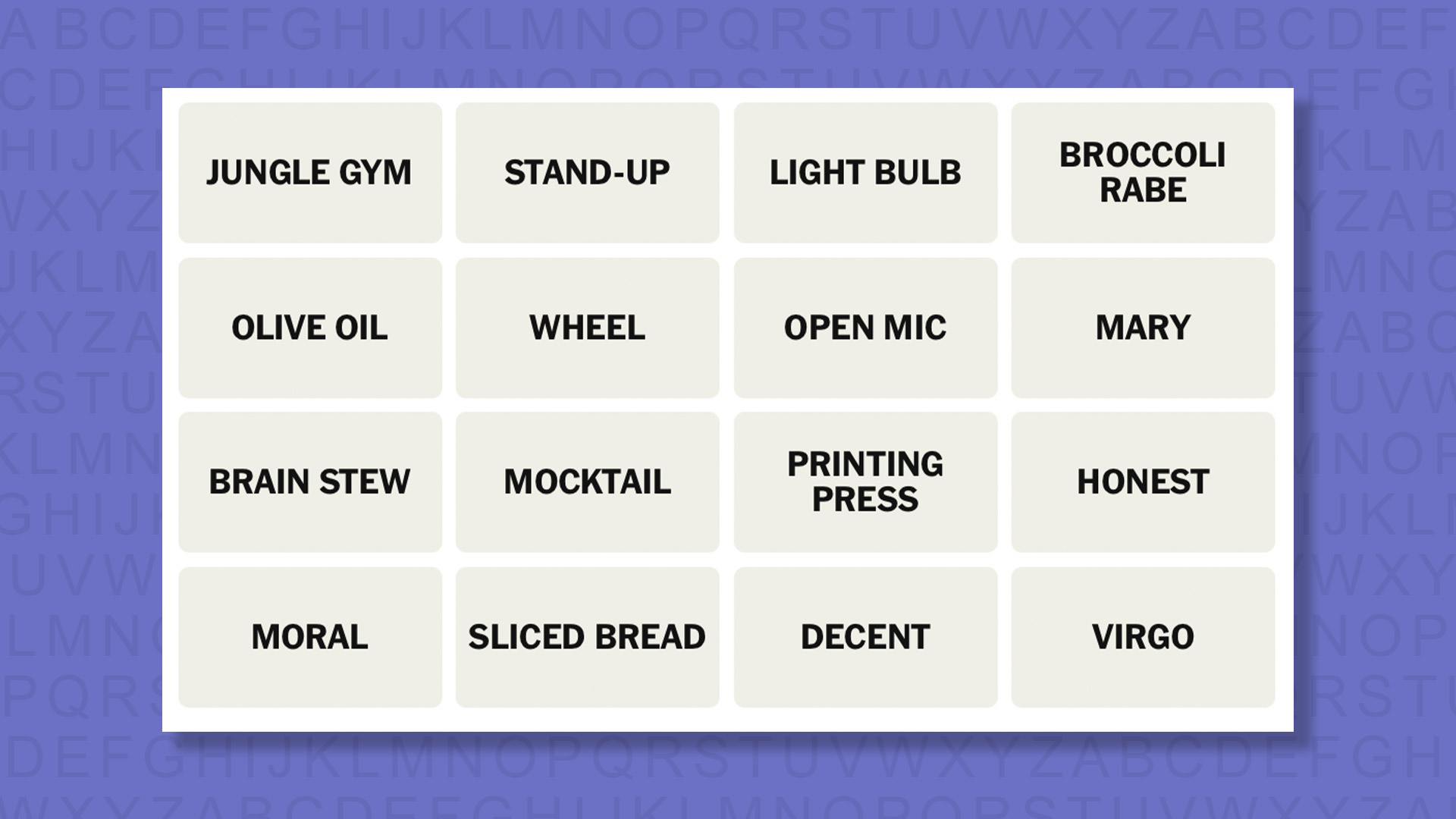 NYT Connections hints for game 1016 on a purple background