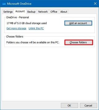 Change OneDrive sync folder location setting