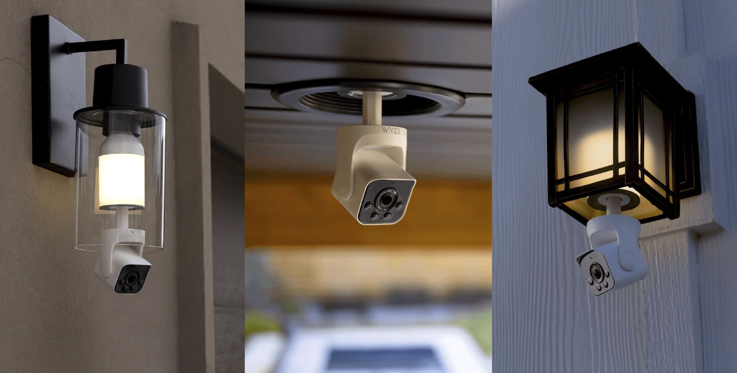Wyze Bulb Cam three views in different light fittings