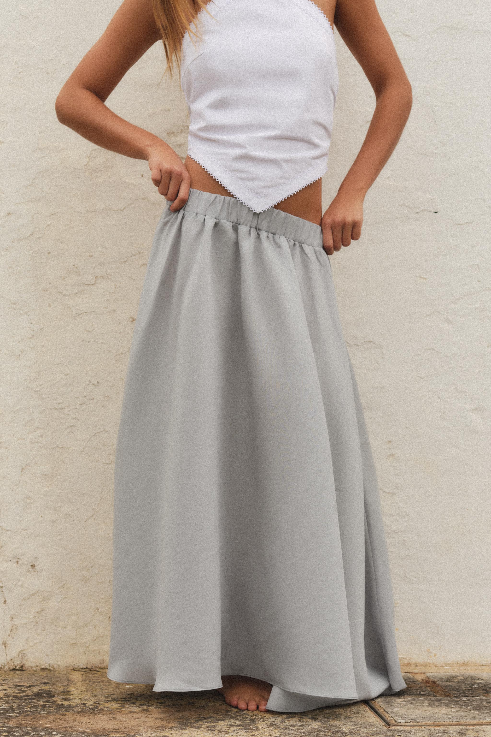 Voluminous Flowing Midi Skirt