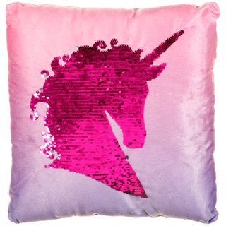 unicorn pink cushion with white background