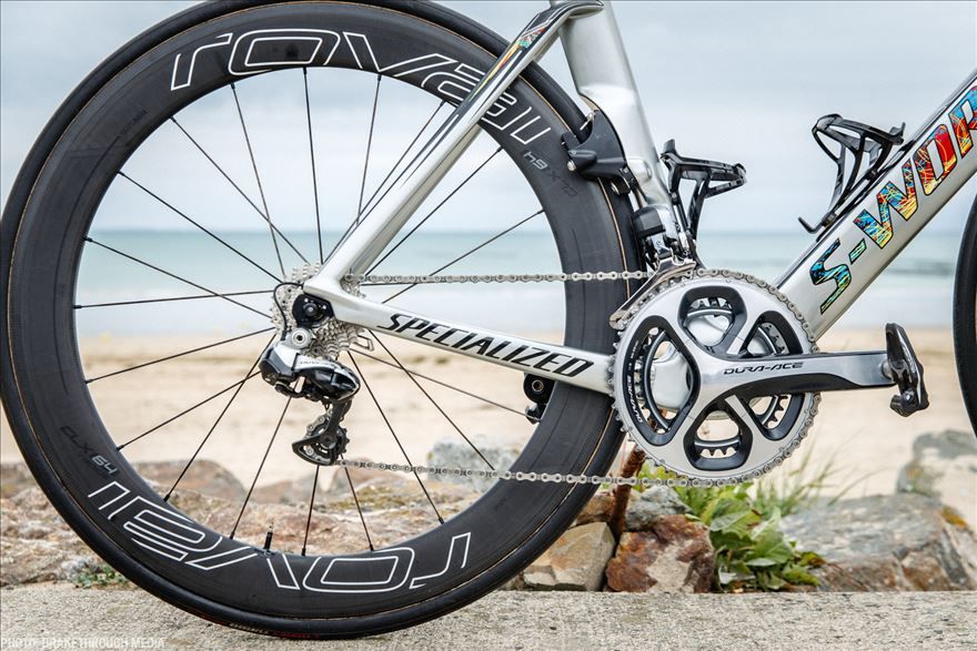 Mechanical Dura Ace and Roval rear wheels for Kittel