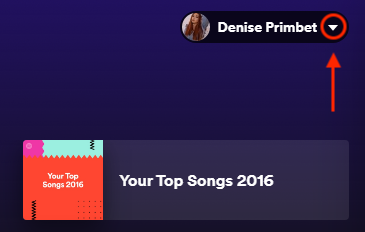 How to change Spotify display name on desktop app - click down arrow