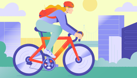 Illustration of a lady cycling