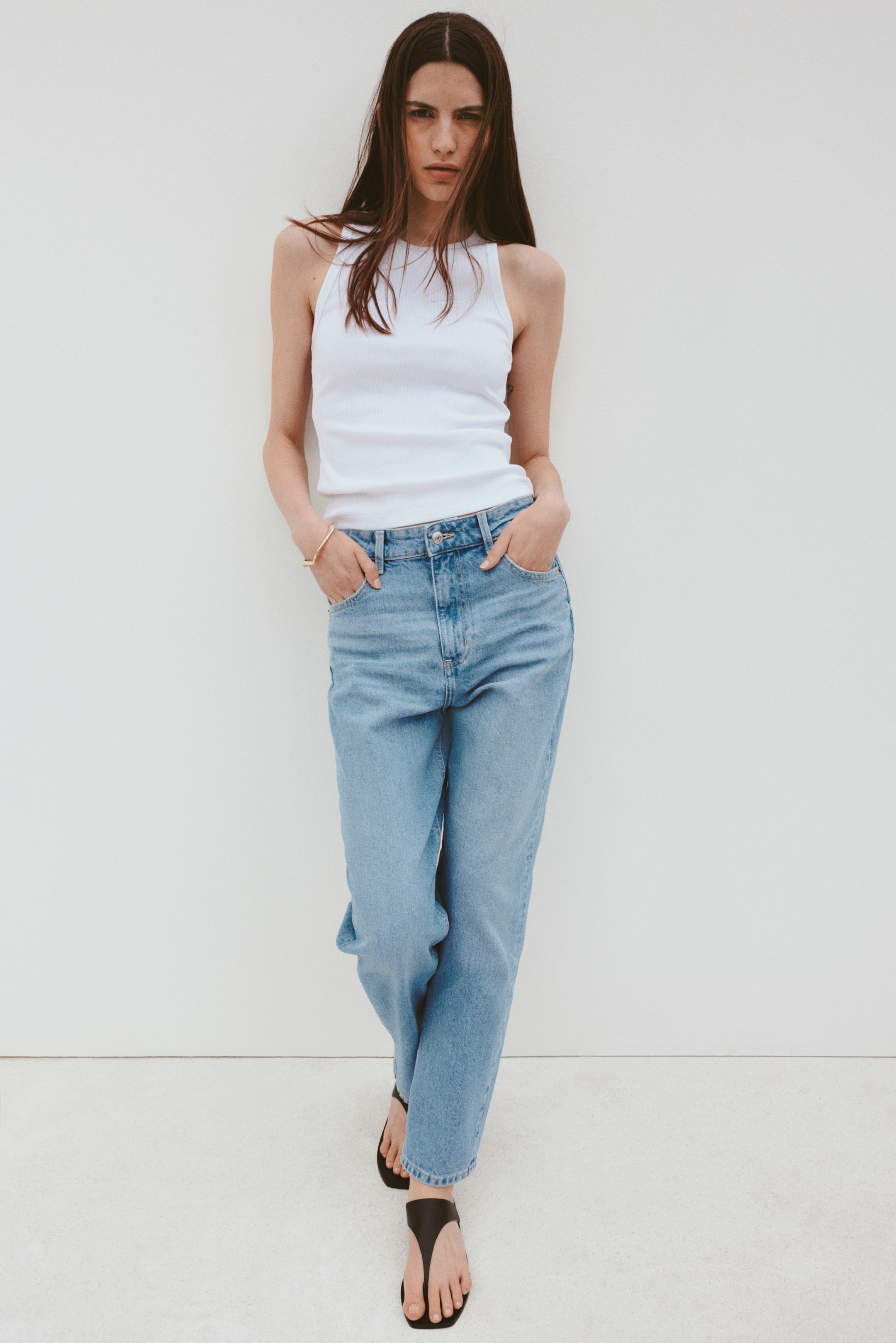 Mom Slim Fit High Waist Ankle Jeans