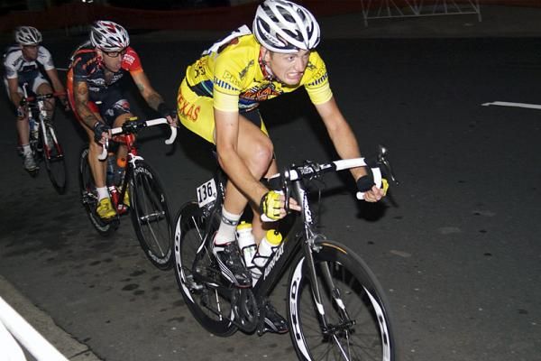 A Texas Roadhouse Cycling Team member feels the strain of a difficult race.