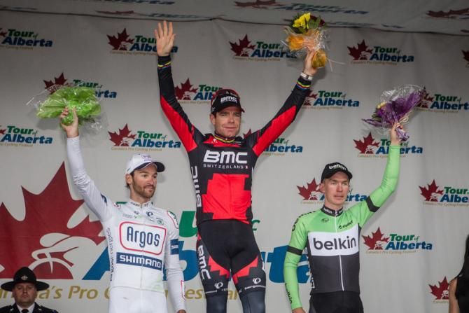 Today's top three for the stage (L-R): Simon Geschke, Cadel Evans and Tom Jelte Slagter
