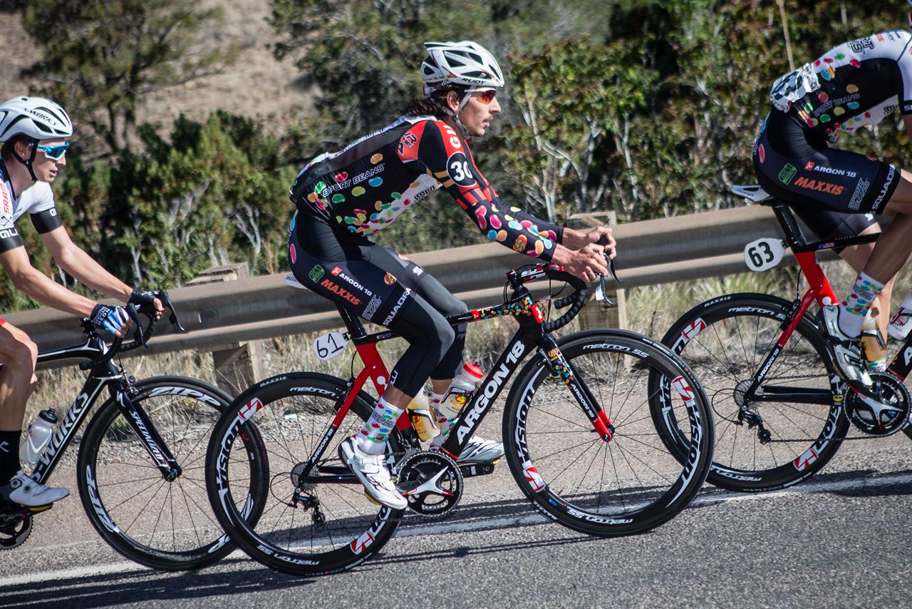 Lachlan Morton (Jelly Belly) spends the final day in the leaders jersey