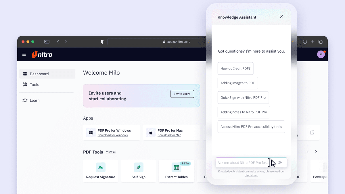 Nitro Knowledge Assistant